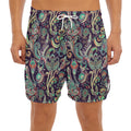 Retro Indian Paisley Pattern Print Men's Split Running Shorts