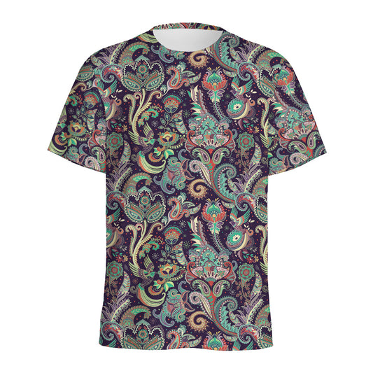 Retro Indian Paisley Pattern Print Men's Sports T-Shirt