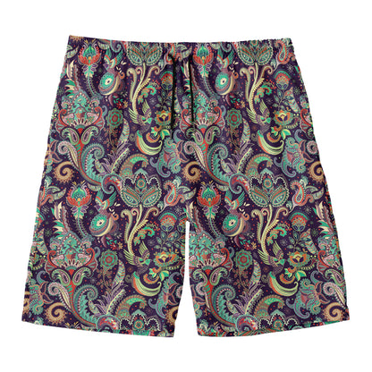 Retro Indian Paisley Pattern Print Men's Swim Trunks