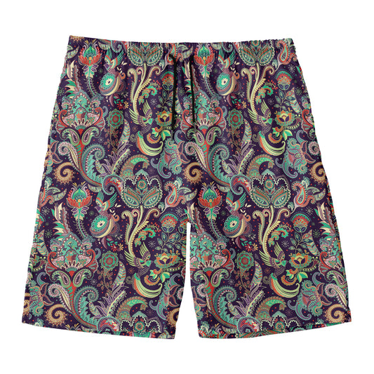 Retro Indian Paisley Pattern Print Men's Swim Trunks