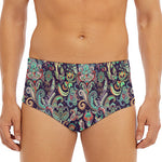 Retro Indian Paisley Pattern Print Men's Triangle Swim Briefs
