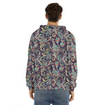 Retro Indian Paisley Pattern Print Men's Velvet Pullover Hoodie