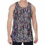 Retro Indian Paisley Pattern Print Men's Velvet Tank Top
