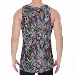 Retro Indian Paisley Pattern Print Men's Velvet Tank Top
