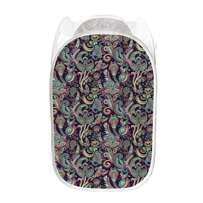 Retro Indian Paisley Pattern Print Mesh Laundry Hamper
