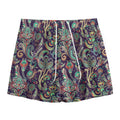 Retro Indian Paisley Pattern Print Mesh Shorts