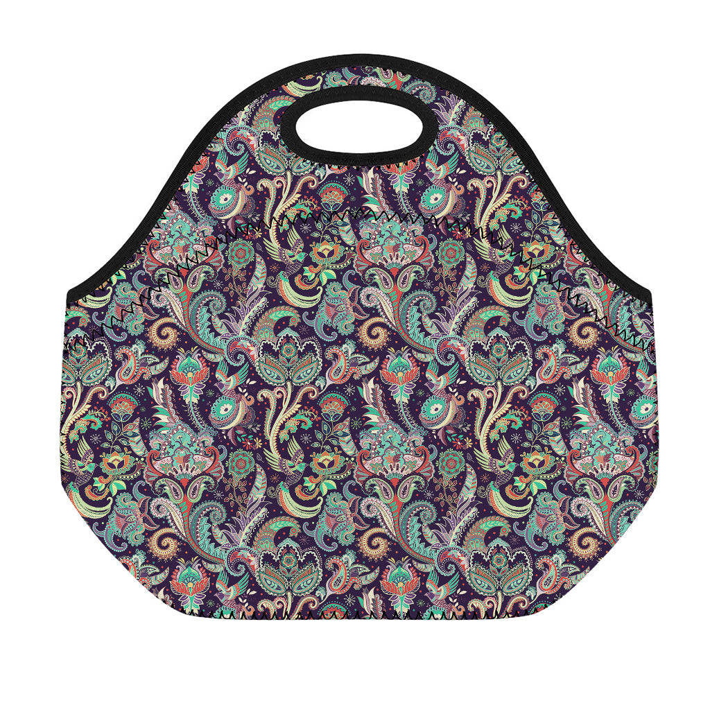 Retro Indian Paisley Pattern Print Neoprene Lunch Bag