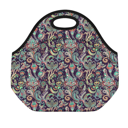 Retro Indian Paisley Pattern Print Neoprene Lunch Bag