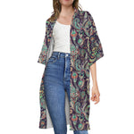 Retro Indian Paisley Pattern Print Open Front Beach Cover Up