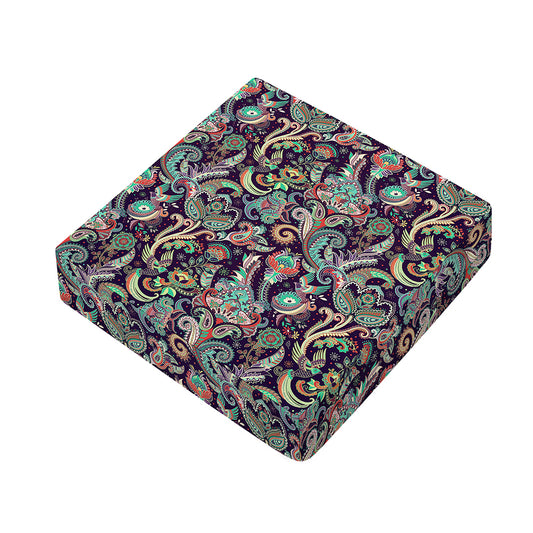 Retro Indian Paisley Pattern Print Outdoor Seat Cushion Cover
