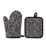 Retro Indian Paisley Pattern Print Oven Mitt And Pot Holder Set