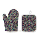 Retro Indian Paisley Pattern Print Oven Mitt And Pot Holder Set