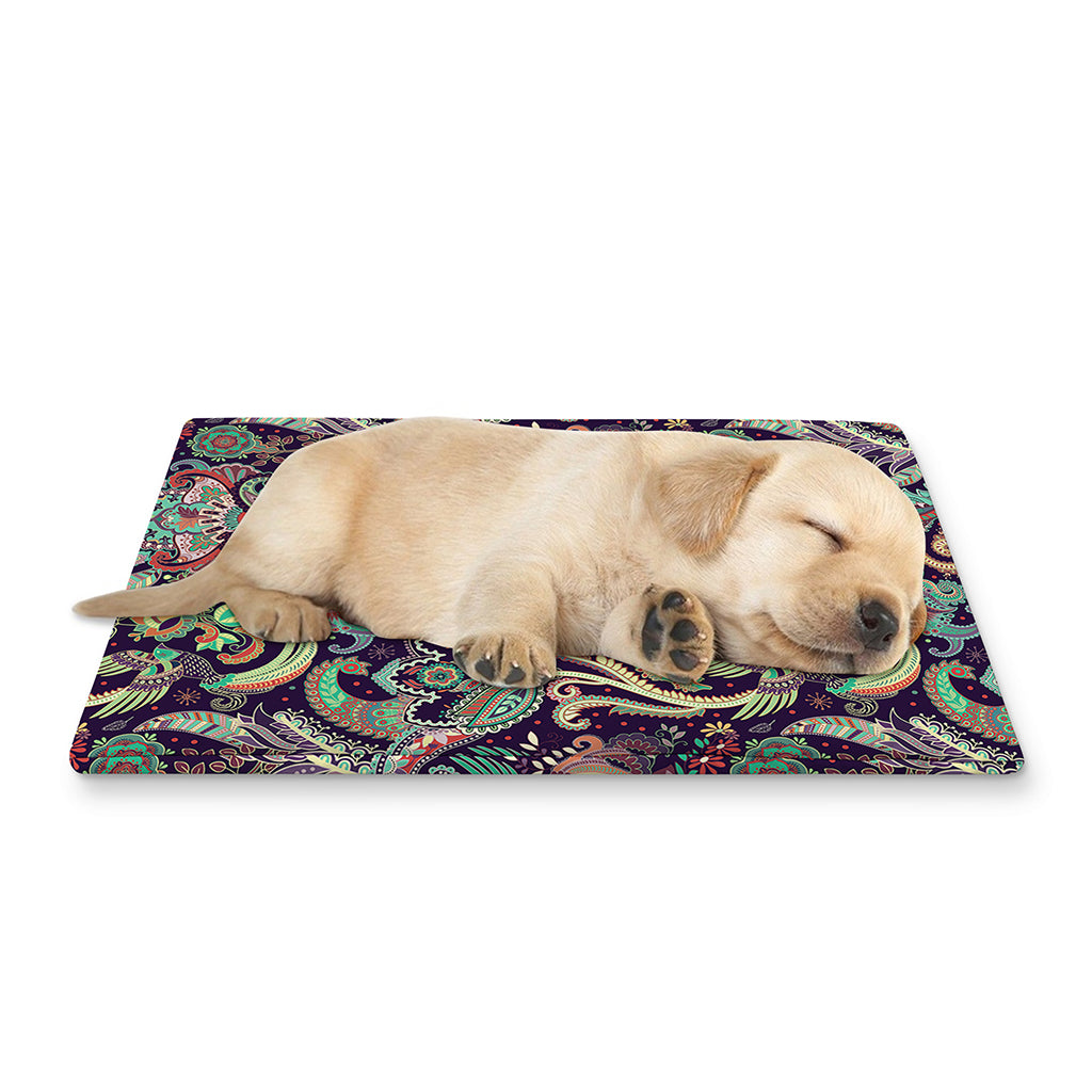 Retro Indian Paisley Pattern Print Pet Cooling Mat Cover