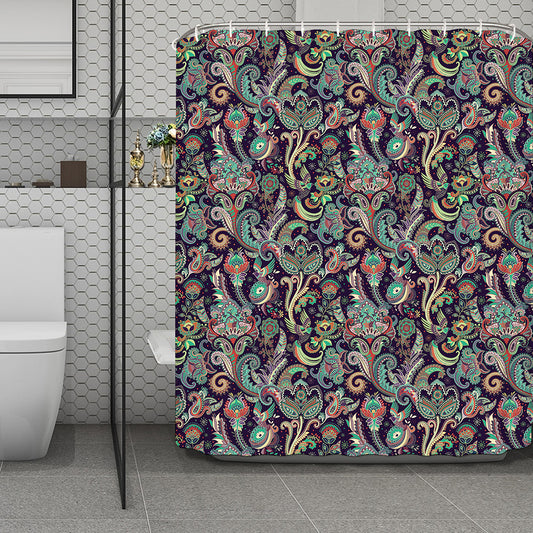 Retro Indian Paisley Pattern Print Polyester Shower Curtain