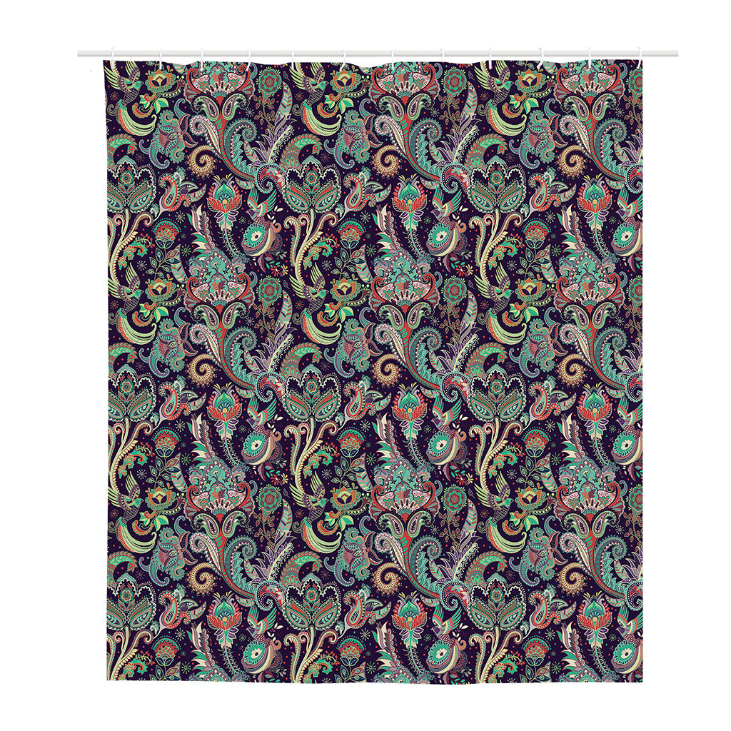 Retro Indian Paisley Pattern Print Polyester Shower Curtain