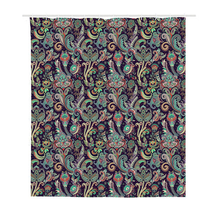 Retro Indian Paisley Pattern Print Polyester Shower Curtain