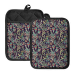 Retro Indian Paisley Pattern Print Pot Holders With Pocket