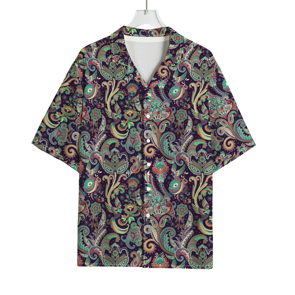 Retro Indian Paisley Pattern Print Rayon Hawaiian Shirt