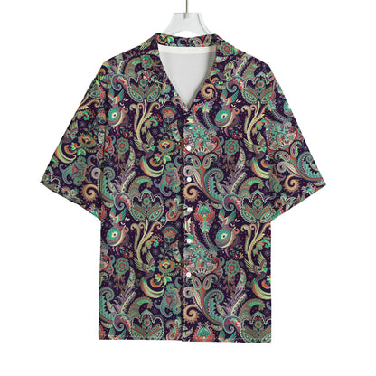 Retro Indian Paisley Pattern Print Rayon Hawaiian Shirt
