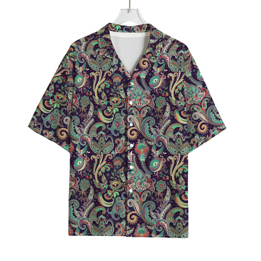 Retro Indian Paisley Pattern Print Rayon Hawaiian Shirt