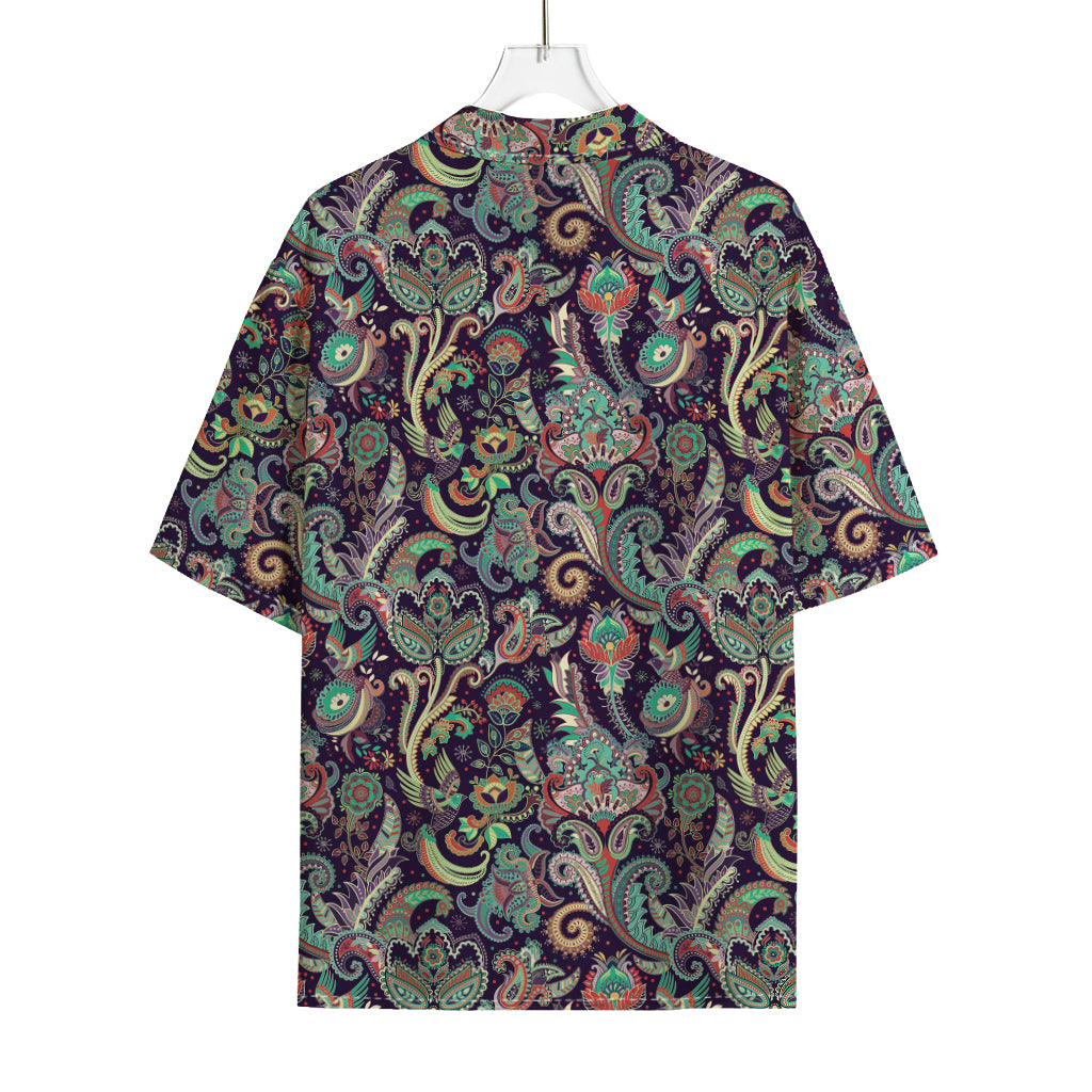 Retro Indian Paisley Pattern Print Rayon Hawaiian Shirt
