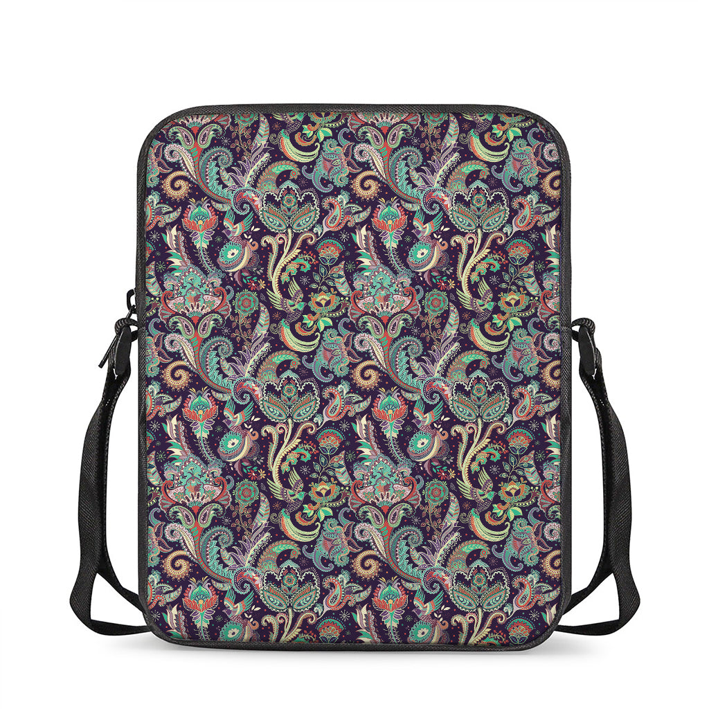 Retro Indian Paisley Pattern Print Rectangular Crossbody Bag