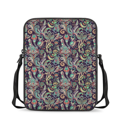 Retro Indian Paisley Pattern Print Rectangular Crossbody Bag
