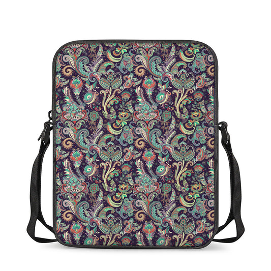 Retro Indian Paisley Pattern Print Rectangular Crossbody Bag