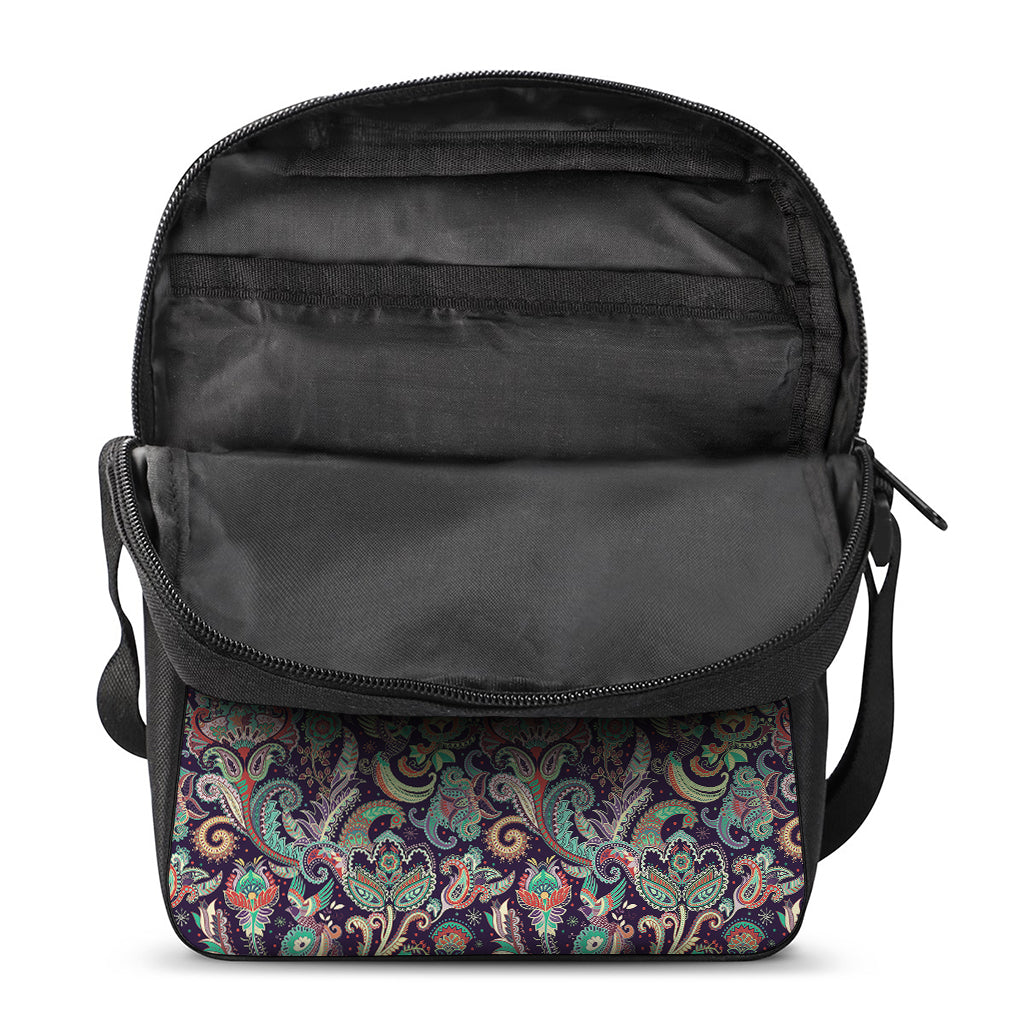 Retro Indian Paisley Pattern Print Rectangular Crossbody Bag