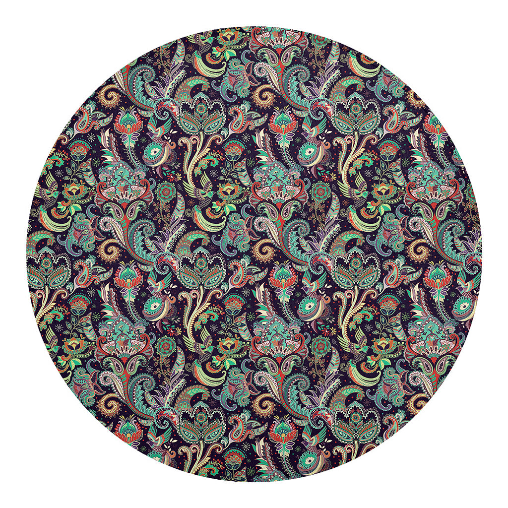 Retro Indian Paisley Pattern Print Round Blanket