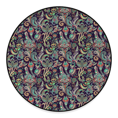 Retro Indian Paisley Pattern Print Round Floor Mat