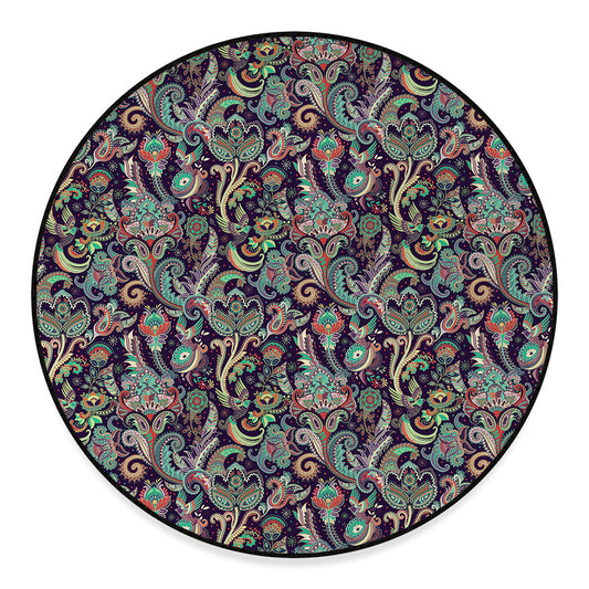 Retro Indian Paisley Pattern Print Round Floor Mat