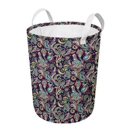 Retro Indian Paisley Pattern Print Round Laundry Basket