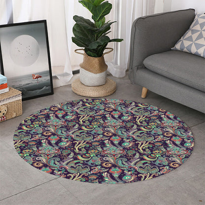Retro Indian Paisley Pattern Print Round Rug