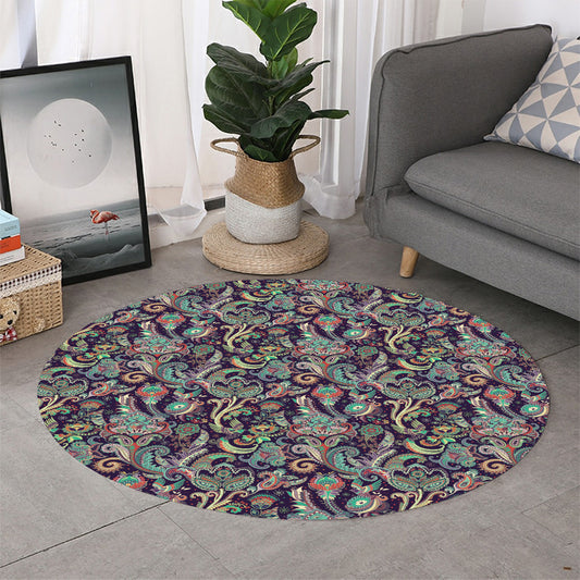 Retro Indian Paisley Pattern Print Round Rug