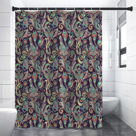 Retro Indian Paisley Pattern Print Shower Curtain