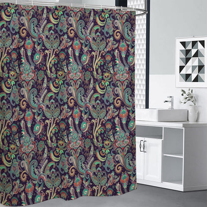 Retro Indian Paisley Pattern Print Shower Curtain