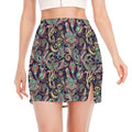 Retro Indian Paisley Pattern Print Side Slit Mini Skirt