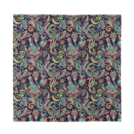 Retro Indian Paisley Pattern Print Silk Bandana
