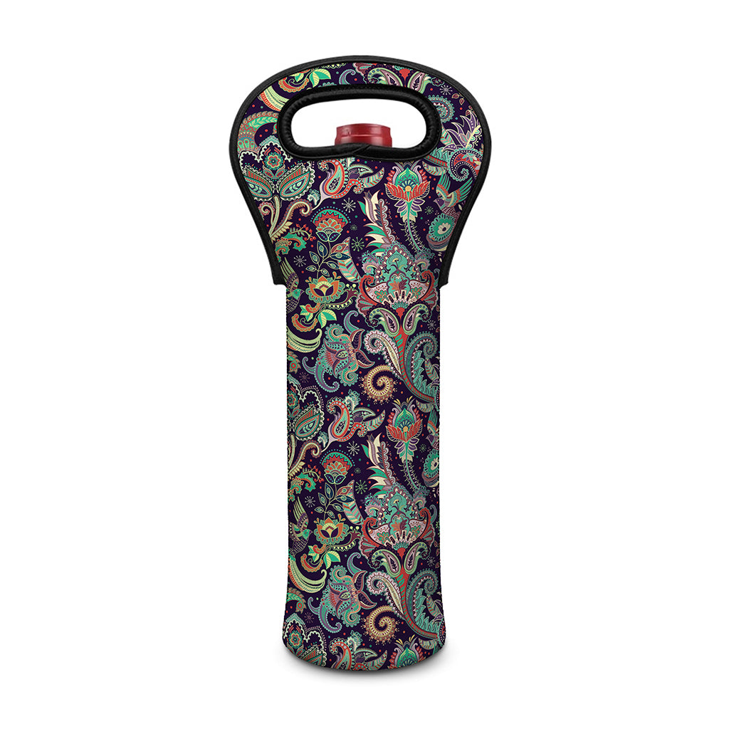Retro Indian Paisley Pattern Print Single Neoprene Wine Tote