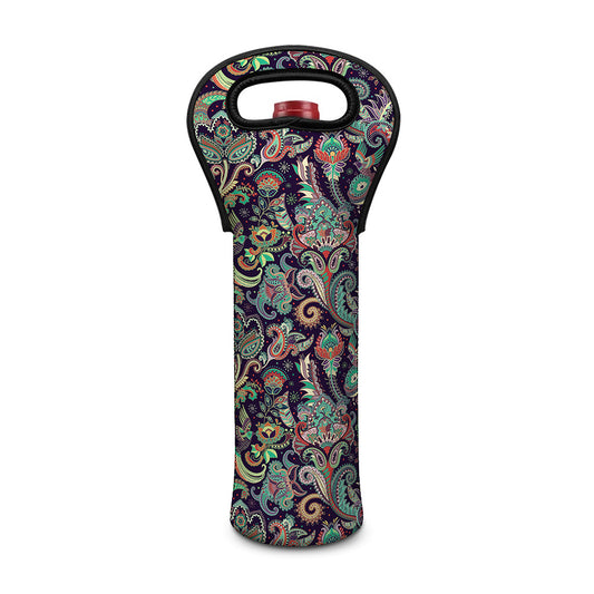 Retro Indian Paisley Pattern Print Single Neoprene Wine Tote