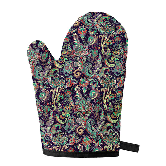 Retro Indian Paisley Pattern Print Single Oven Mitt