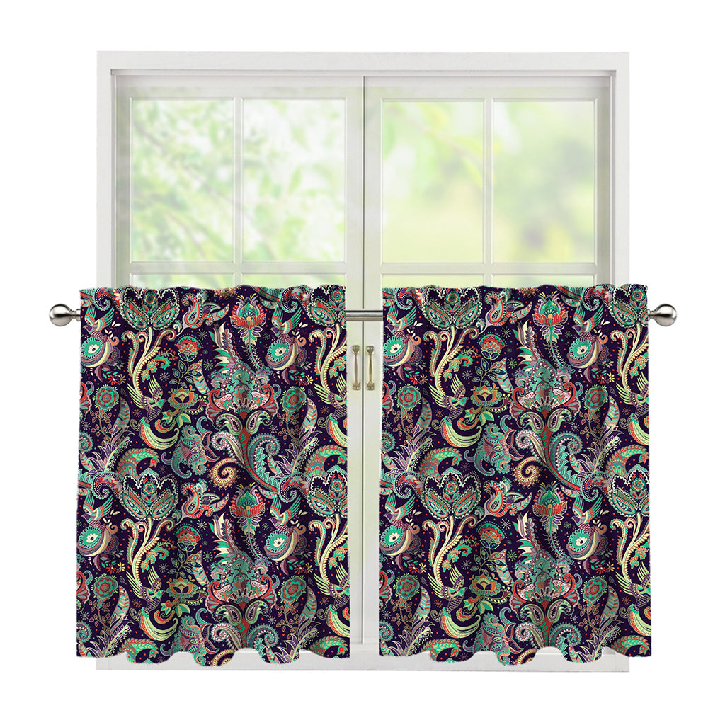 Retro Indian Paisley Pattern Print Tier Curtains