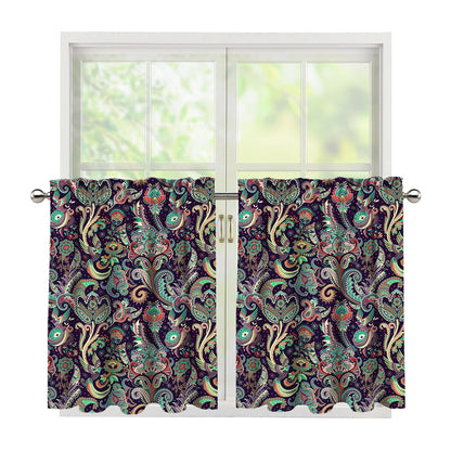 Retro Indian Paisley Pattern Print Tier Curtains