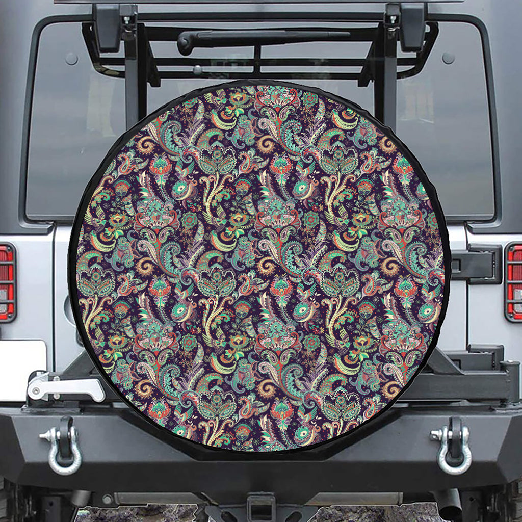 Retro Indian Paisley Pattern Print Tire Cover