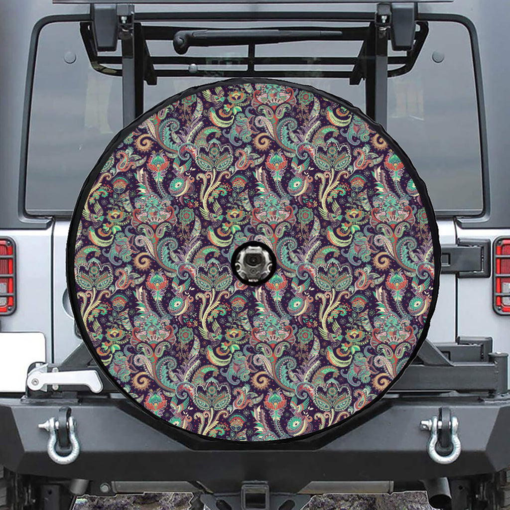 Retro Indian Paisley Pattern Print Tire Cover With Camera Hole