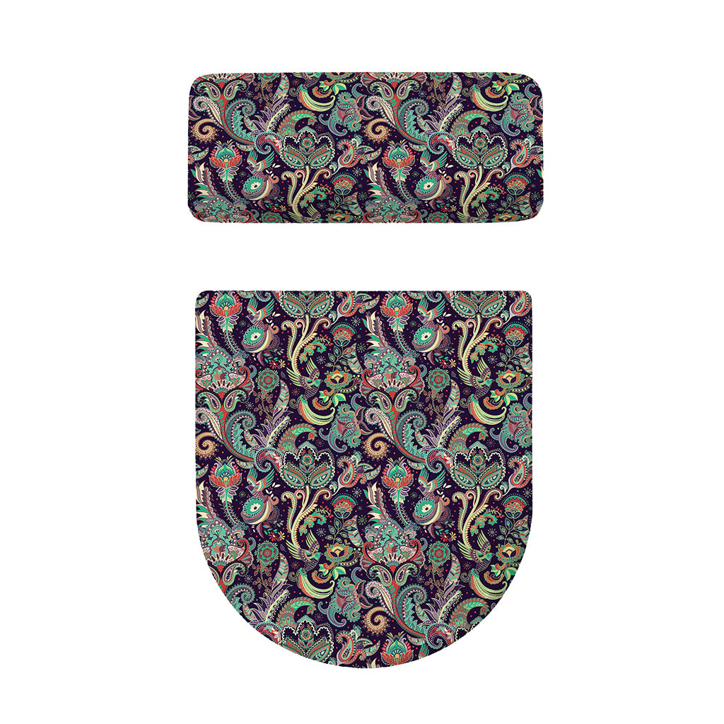 Retro Indian Paisley Pattern Print Toilet Lid And Tank Cover Set