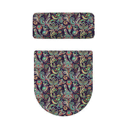 Retro Indian Paisley Pattern Print Toilet Lid And Tank Cover Set