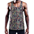 Retro Indian Paisley Pattern Print Men's Workout Tank Top
