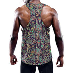 Retro Indian Paisley Pattern Print Training Tank Top